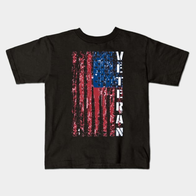 Distressed American Flag Proud Us Army Veteran Kids T-Shirt by Jose Luiz Filho